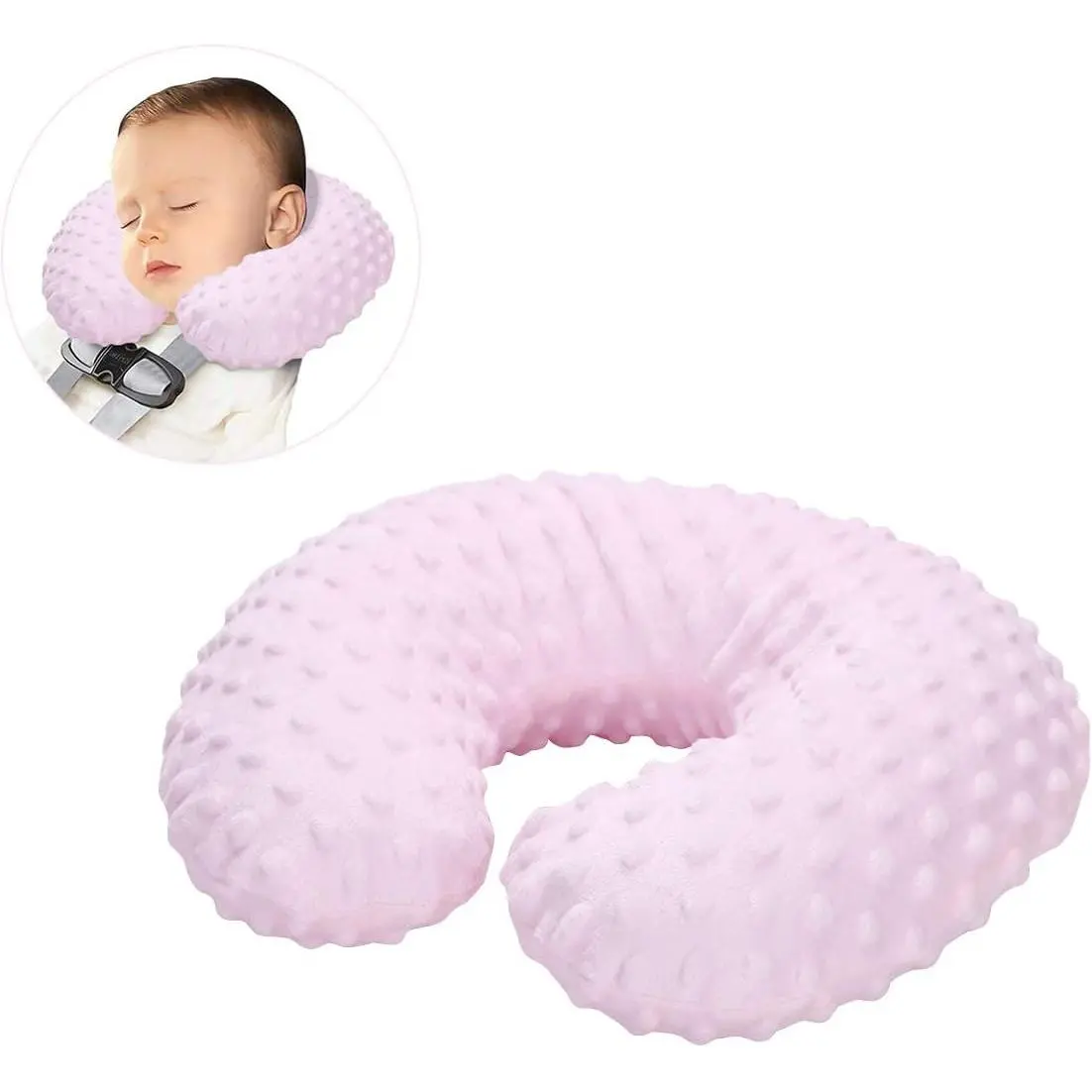 Kids Adjustable U-Shaped Inflatable Neck Support Travel Pillow, Soft Memory Foam Head Pillow with Machine Washable Cover, Travel Accessory for Airplane, Car, Machine Wash