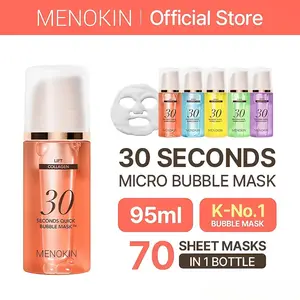 [MENOKIN] 30 Seconds Micro-Bubble Mask, Korean Glass Skin Care Essential, 70 Uses, 3.21 fl.oz, Turkey Neck, Zempic Neck, Tech Neck, Smoker Lines, Smile Lines, 11 Lines, Under-eye Hollows, Forehead Lines, Micro-Bubble Primer Capsule Daily Olive Sheet