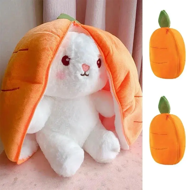25cm Strawberry Carrot Rabbit Plush Toy, Cute Fruit Style Bunny Doll, Soft Stuffed Animal Gift for Kids stitch huggy wuggy ml puppets Stuffed Animal Set Cow mation therian quadro bics hex plushies aot sprunki batman fugglers fantasy winnie pooh