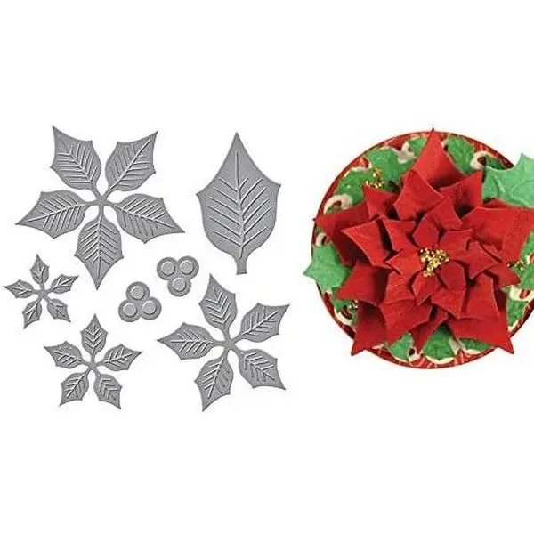 Layered Poinsettia Shape Metal Cutting Dies, Scrapbooking Cutting Template for Crafters’ DIY Card Making & Paper Craft Projects