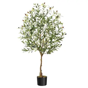 Artificial Olive Tree – 4/5/6ft Tall Realistic Faux Potted Plant with Shaped Trunk, Lifelike Leaves, Fruits & Dried Moss – Decorative Indoor Greenery for Home, Living Room, Office, Foyer, Patio