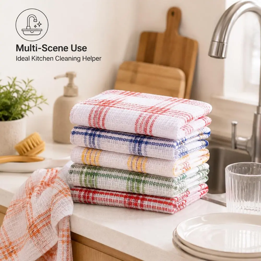 FAXHION FAXHION20-piece Kitchen Dishcloth - Soft Absorbent Cloth, Square Household Cleaning Cloth Set, Reusable Durable Kitchen Wipes, Quick-dry Scouring Pad, Practical Car Cleaning Cloth Set, Home Holiday and Wedding Decoration, Colors Random