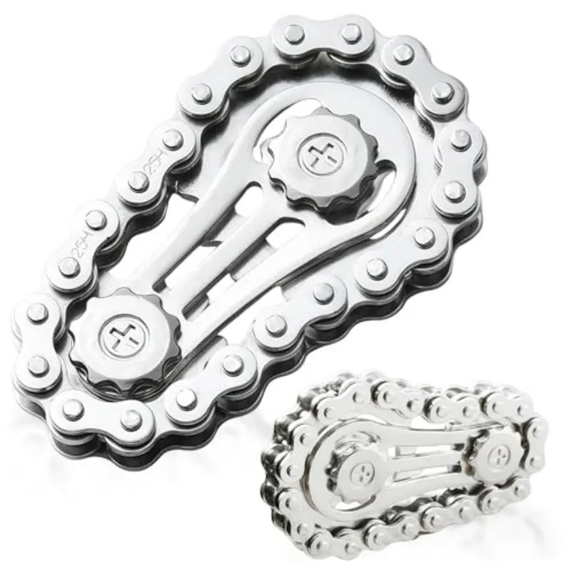 Metal Sprockets Fidget Chain Hand Roller, EDC Sensory Stress Relief Fidget Spinner, Kinetic Bike Chain Gear Desk Toy for Kids Adults, Office Gift, Sensory Stress Reliever