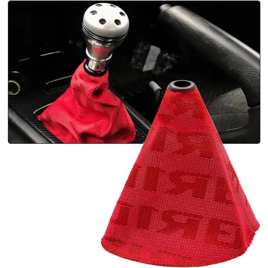 Shift Boot Cover, Fabric Shifter Lever Knob Boot  Cover with , Manual Automatic Speed Shifter Boots Gear Gaiter for  ,  Accessories (Red)