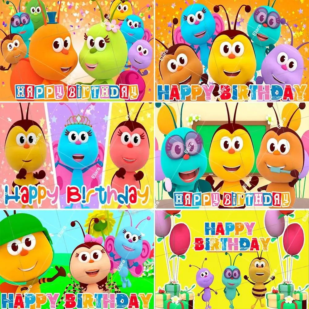 Cartoon Bichi Kid's 1st Birthday Party Decoration Baby Shower Ant Friends Insect Customized Background Banner Photo Shoot Props