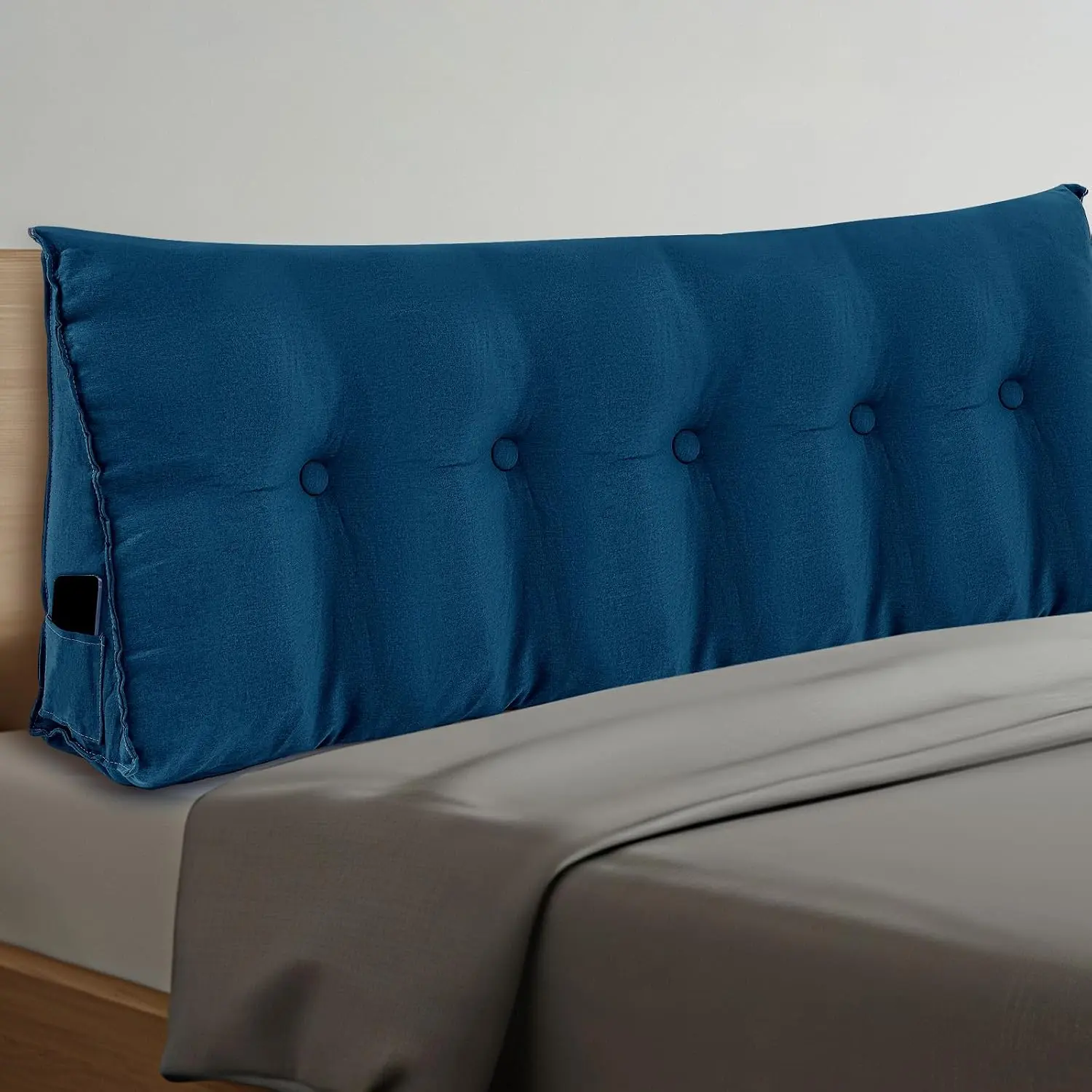 Wedge Pillow Queen Triangular Headboard Bed Reading Backrest Back Long Pillow with Removable Cover for Dorm Room Supplies Housewarming Gift(Blue)