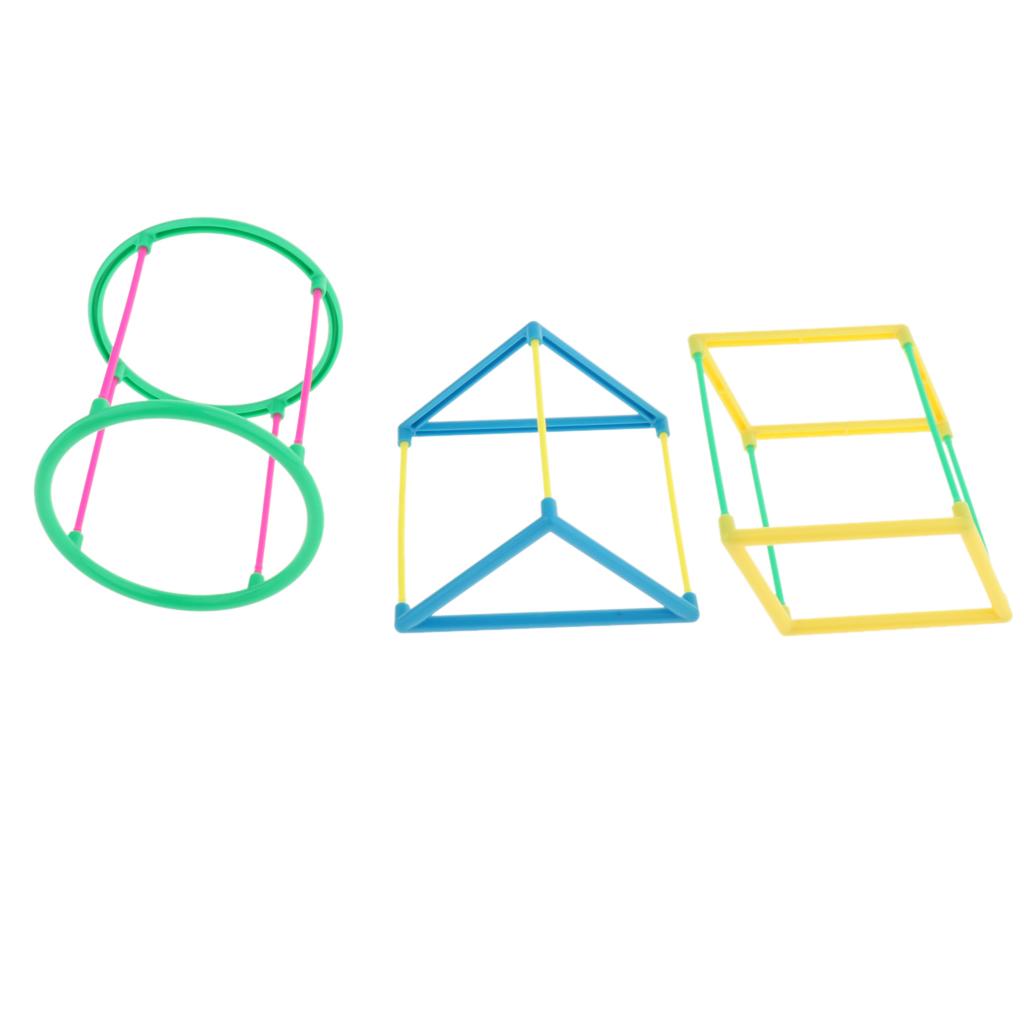 Blue Pink Random Color Box Of DIY 3D Shape Geometric Model Kid Math Geometry Educational Aids Learning Math Manipulatives Set