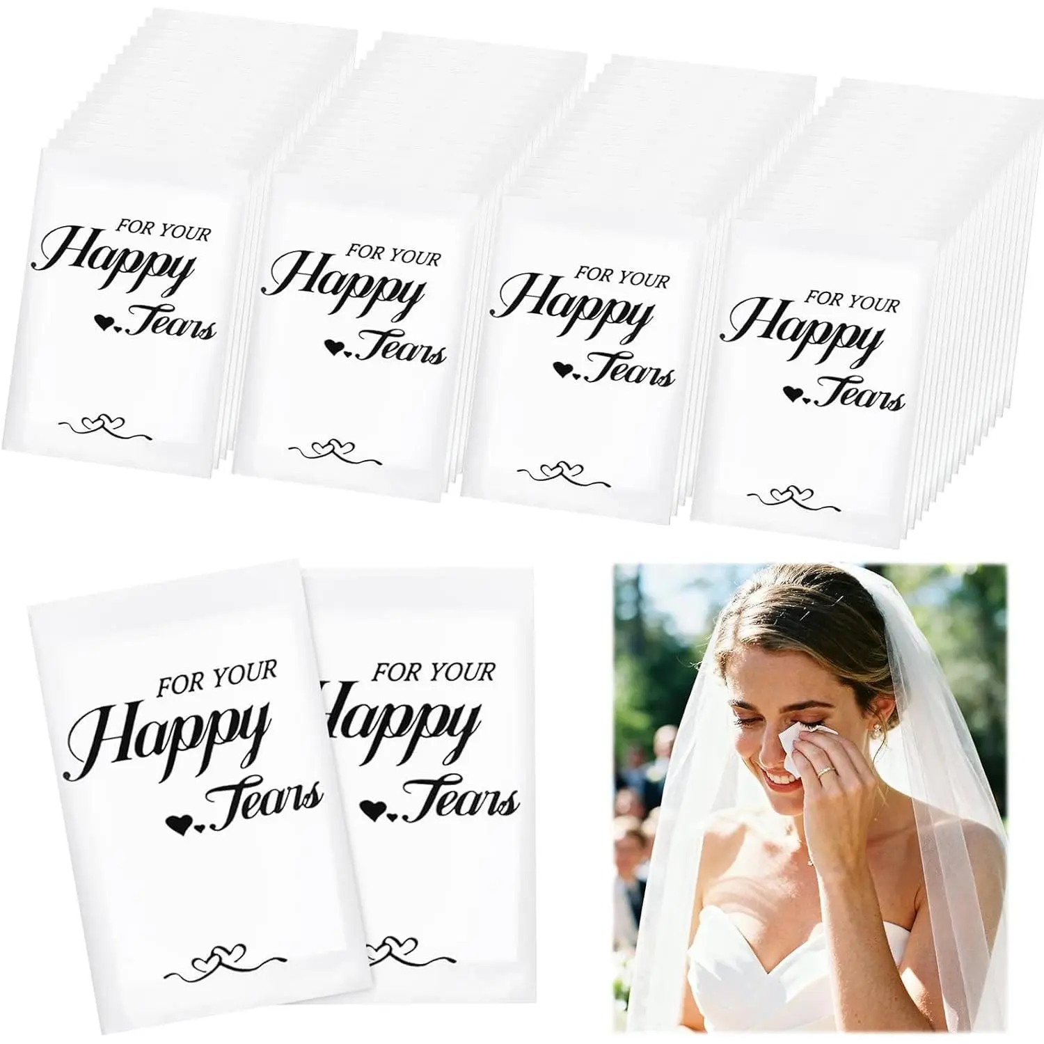 Happy Tears Tissues for Wedding, 30 Pack | 3 Ply, Wedding Tissues Packs for Guests, Welcome Favor Bags, Bulk Individual Pocket Tissue Packs