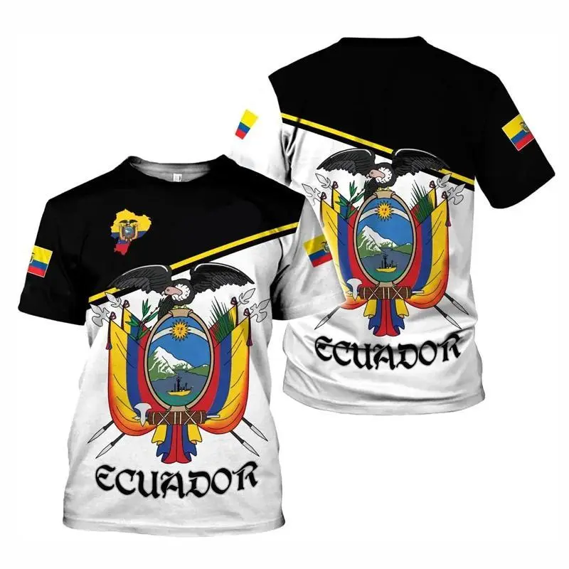 Ecuador Flag T-shirt For Men Summer Casual Round Neck T Shirt Fashion Oversized Short Sleeves Harajuku Sports Tops Tee Shirts