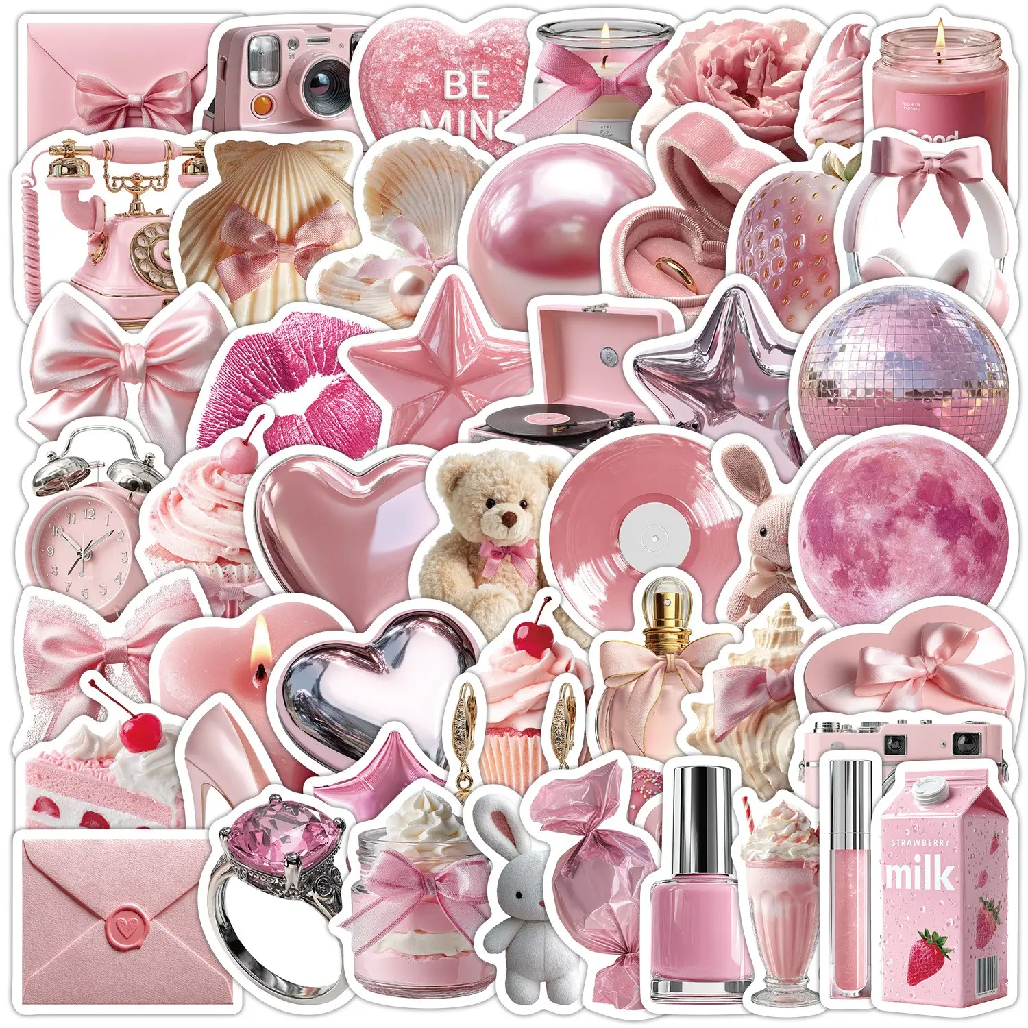 50Pcs Pink Aesthetic Stickers, Faith-inspired Designs. Great for Office Supplies, Notebooks, Scrapbooks, Laptops, Water Bottles, Cars & Car Decorations #PinkAestheticStickers #AestheticStickers #FaithStickers #JournalStickers #OfficeDecor