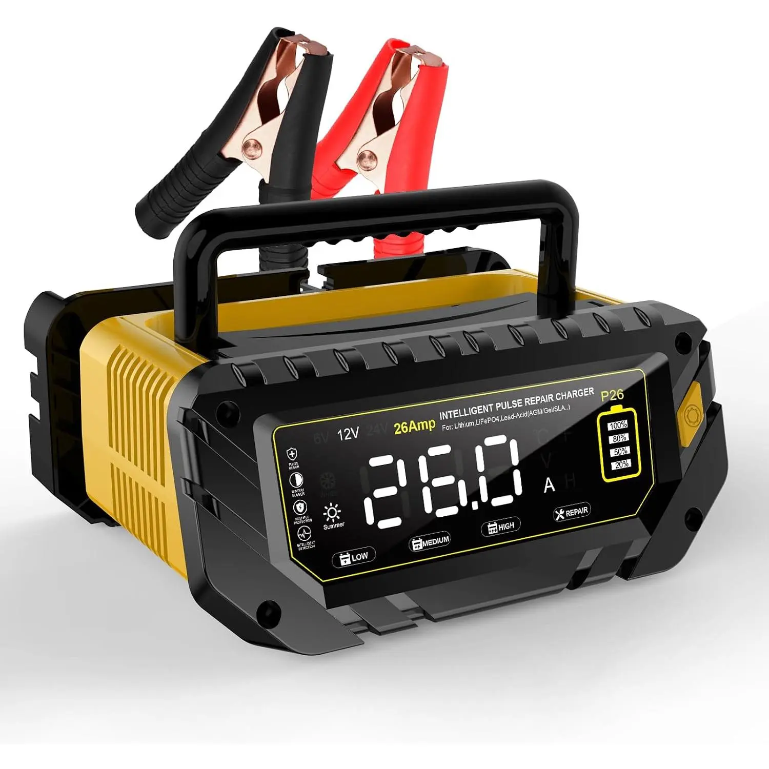 26 Amp  Charger, 6V/12V/24V Lithium LiFePO4 Lead Acid    Charger, Automotive Maintainer Trickle Charger for , SUV, , Boat, Lawn Mower