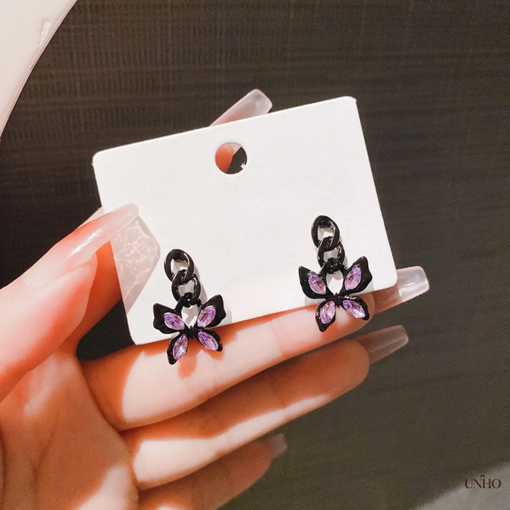 Super‑Fairy Black‑Chain Butterfly‑Crystal Earrings For Women, Sweet‑Cool‑Style Simple INS‑Fashion Jewelry, Trendy Versatile Daily‑Wear Female Ear‑Accessories