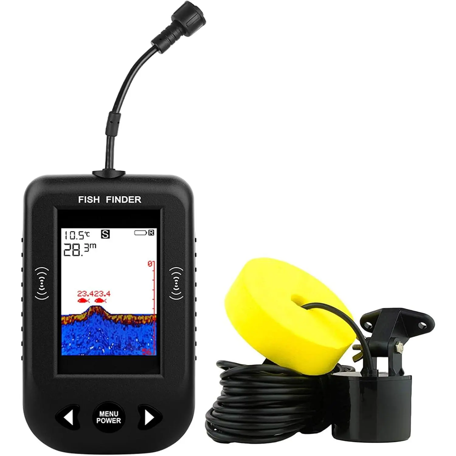 Kayak Portable Fish Depth Finder Wired Handheld Fish Finder Boat Fishfinder | 2.8inch TFT screen, 328FT, Sensor Transducer Fishing Gear, Fish Finders & Depth Finders for  ice lake sea river Fishing