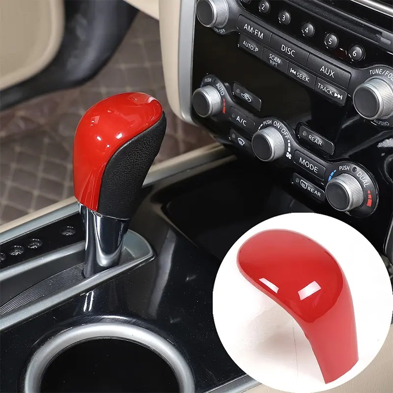 2013-2018 Nissan Pathfinder Sport Red ABS Shift Knob Trim Set, 1 Piece Shift Patch Cover & 2 Pieces Gear Shift Boot Protector, Easy Install Car Interior Decor