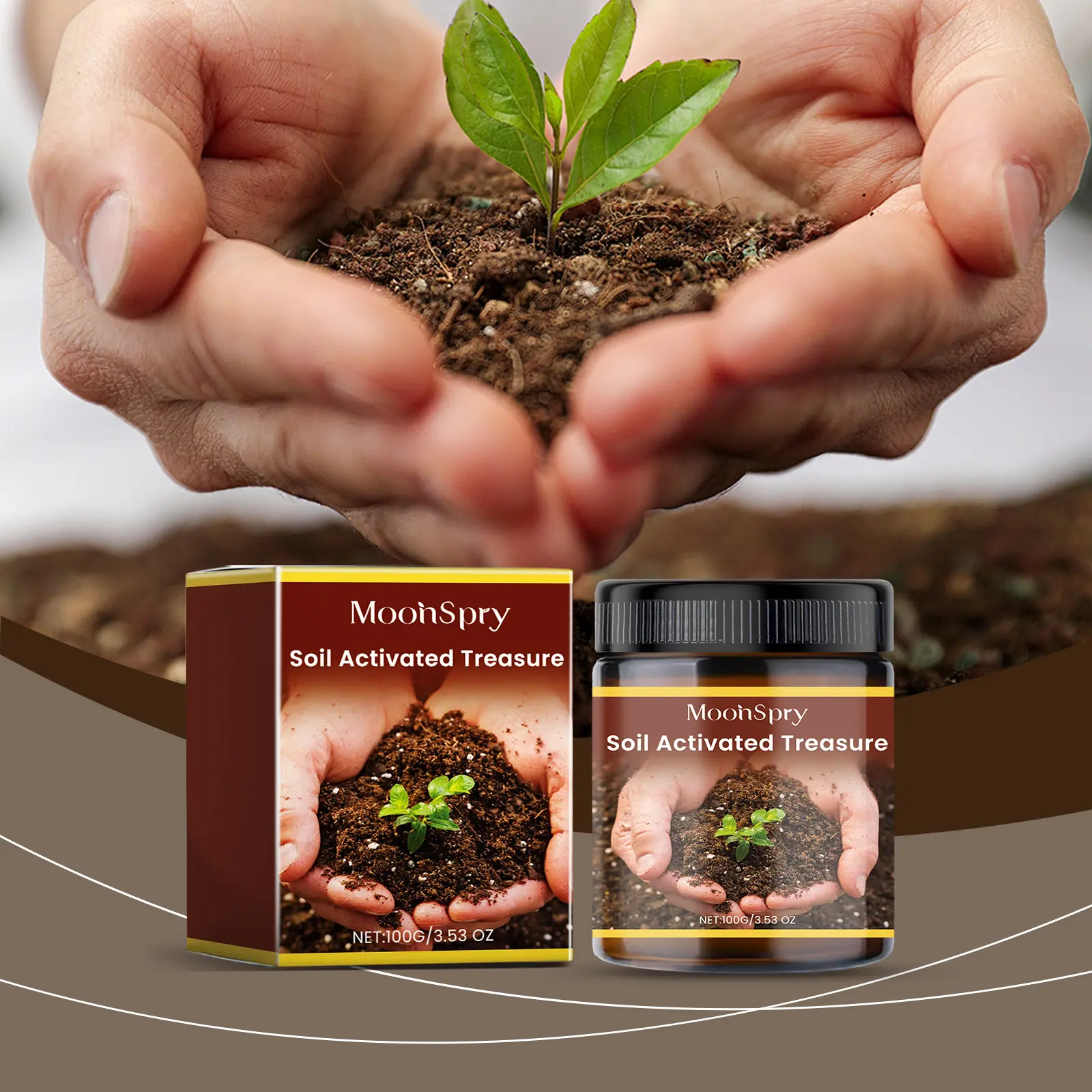 MoonSpry Soil Activator & Humic Acid Revitalizer (3.5oz/100g) - Premium Garden Fertilizer, Planting Soil Additive, Root Growth Booster for Lawns, Gardens, Plant Nutrient Concentrate, Nutrient Solution, Garden Fertilizers, Root Fertilizers & Plant Food