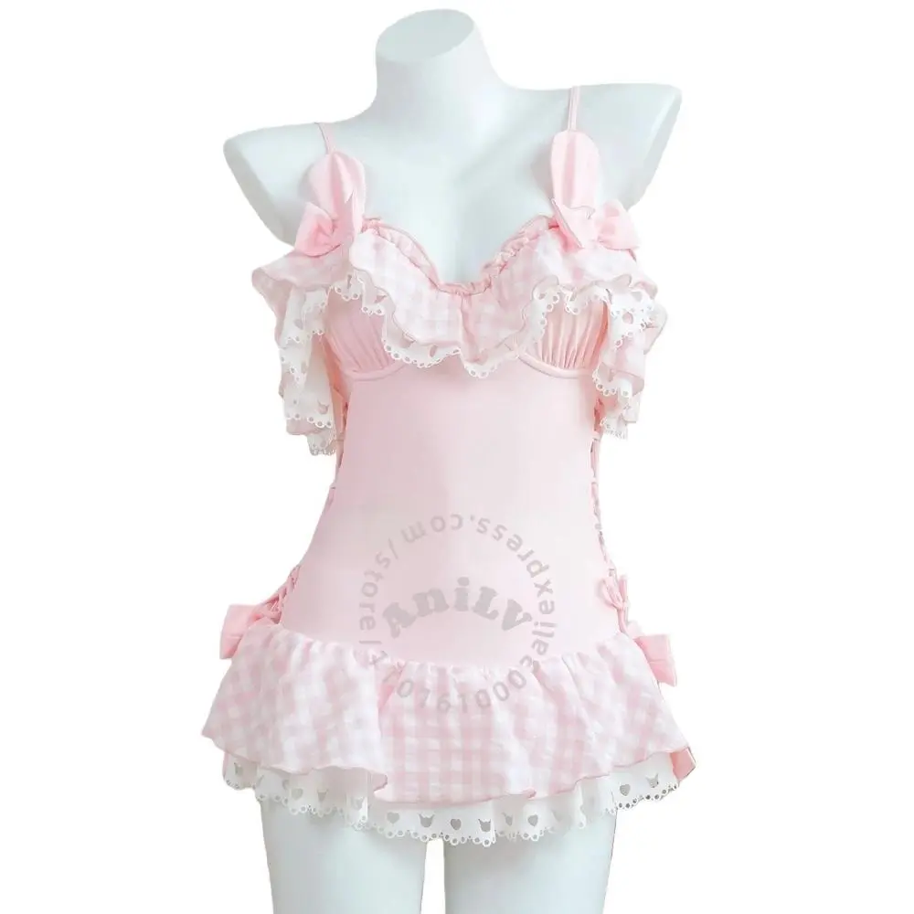 Women's AniLV Anime Theme Tencel Fabric Bodysuit Swimwear - Female Bunny Lolita 1-Piece Cosplay Costume for Water Play & Outdoor Sports