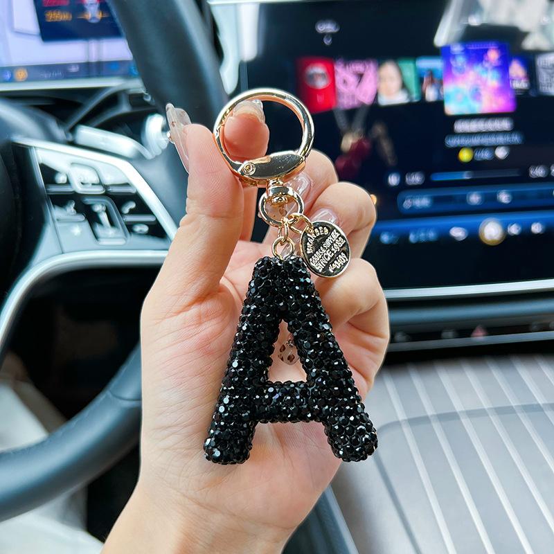 Creative Rhinestone Car Keychain, Aesthetic Bag Pendant Bag Charm, Fashionable Letter Key Ring, Elegant Bag Charm Accessory, Perfect Holiday  Accessory for Men & Women