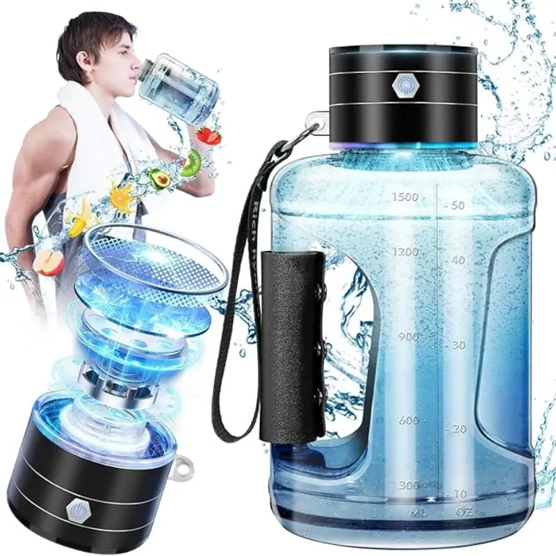 57oz Large Hydrogen Water Bottle, Hydrogen Water Generator With SPE/PEM Technology, 1.5L Large Capacity Leakproof Sports Drinking Bottle With Handle & Shoulder Strap, Portable Sports Water Bottle for Gym, Playground and Outdoor Scenarios, Gift