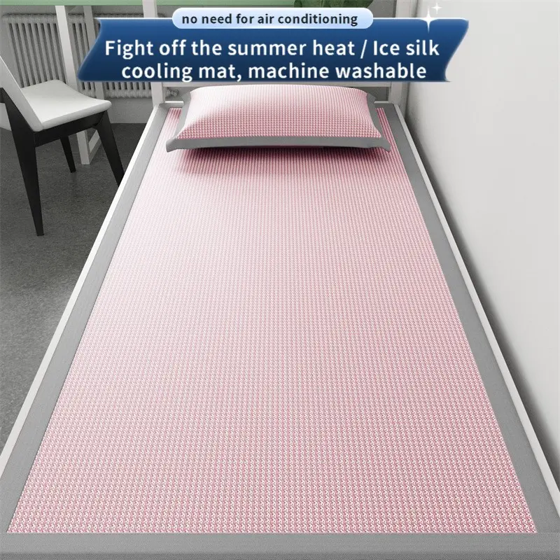 Cooling Ice Silk Fitted Sheet for Summer Machine Washable Single Bed Mattress Cover with 1 Pillowcase Cooling Bed Sheets