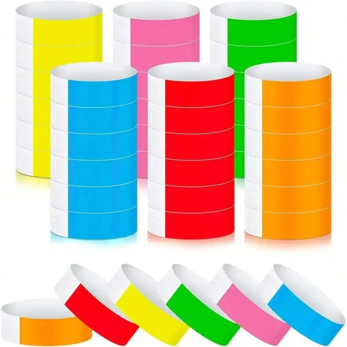 100/600 Pcs Waterproof Synthetic Paper Wristbands, Disposable ID Event Wristbands for Parties, Festivals, Concerts, Schools & Amusement Parks