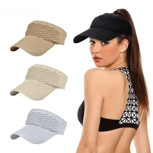 2 Pack Women’s Sun Visor Hat UPF 50+ Wide Brim Sport Cap for Tennis Running Beach Adjustable Breathable Ponytail Friendly