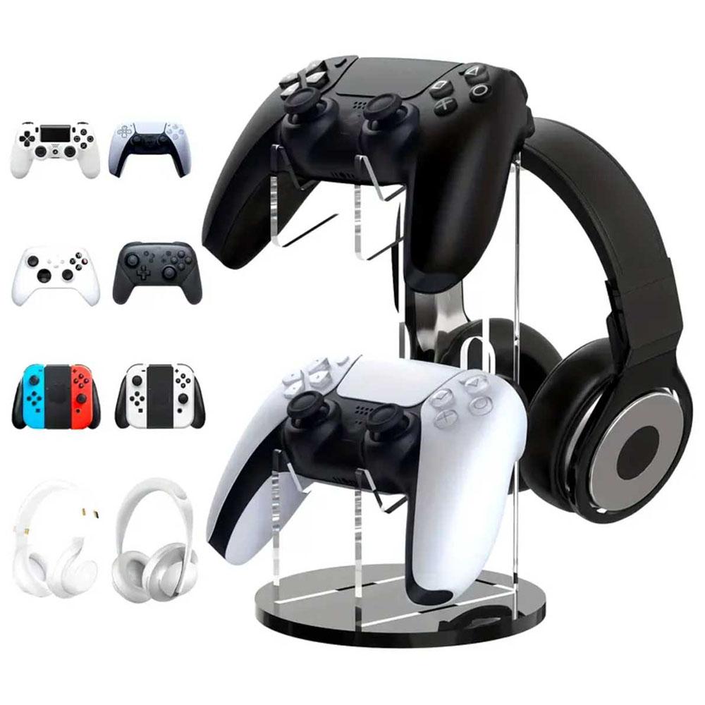 3-layer Game Controller Stand & Headphone Stand, Storage Stand For PS5 S4 Controller, Controller Holder Headset Stand Gaming Accessories, Headphone Hanger