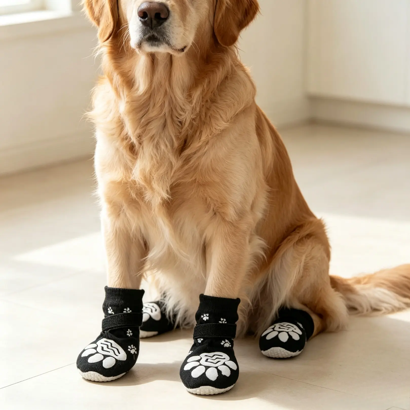 Waterproof Non‑Slip Dog Socks With Adjustable Straps, Breathable Paw Protection Pet Socks, Durable Footwear For Small Medium Large Dogs, For Indoor Floor & Outdoor Walking Use