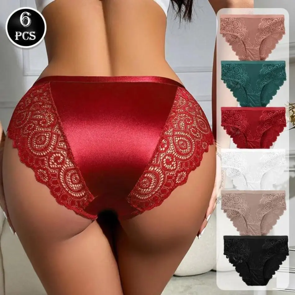 Hot Selling Ladies Floral High Waist Lace Underwear Set of 6, Skin-Friendly Breathable Sports Intimates, Multi Color All-Match Women Panties, Lightweight All Season Daily Wear, Thoughtful Valentine’s Day Present for Her Daily Outfit Matching
