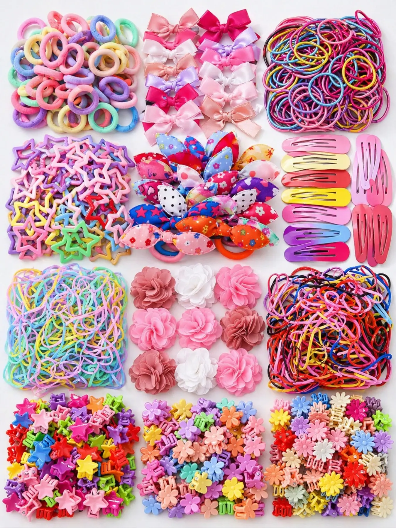 870-Piece Girls Hair Accessories Set, Bows Flowers Stars Hair Clips Ties Barrettes, Cute Princess Style for Daily Wear Gifts