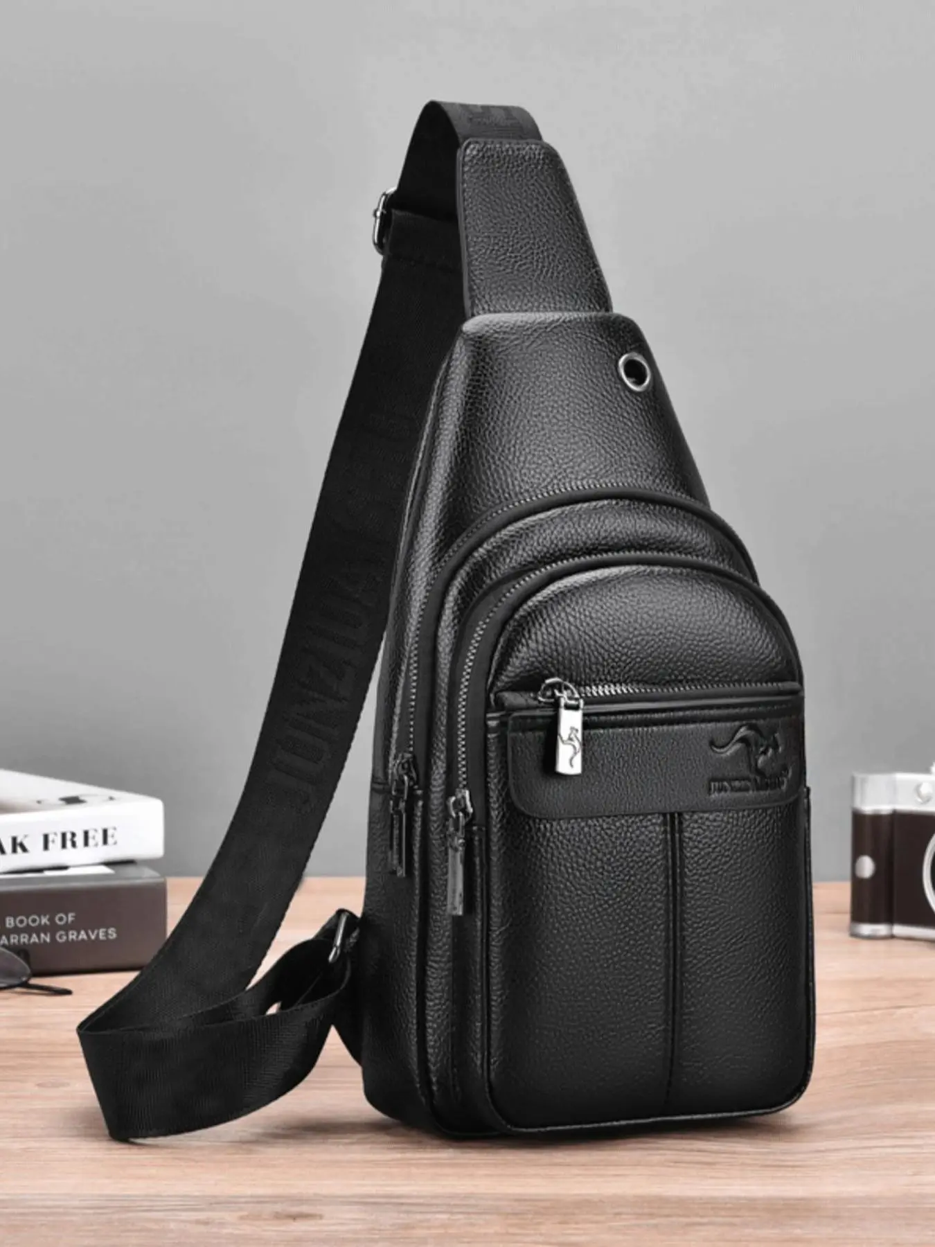 Men's Business Casual Solid Color Sling Bag, Fashionable PU Leather Multifunctional Chest Bag for Everyday Use, Trendy Versatile High-Quality Daily Commuting Bag, Belt Bag, Side Pouch, Pu Fanny Pack, Everyday Beltpack