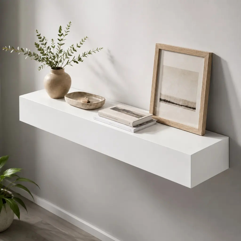 60-in Solid Paulownia Wooden Arch Fireplace Mantel Floating Shelves, Bracket-Mount Hanging Design with Hollow & Metal Hardware Accents, Farmhouse Living Room Decor, 60x9x6 in, 70 lbs Static Load, Expansion Tubes Included, Complements Home Decor