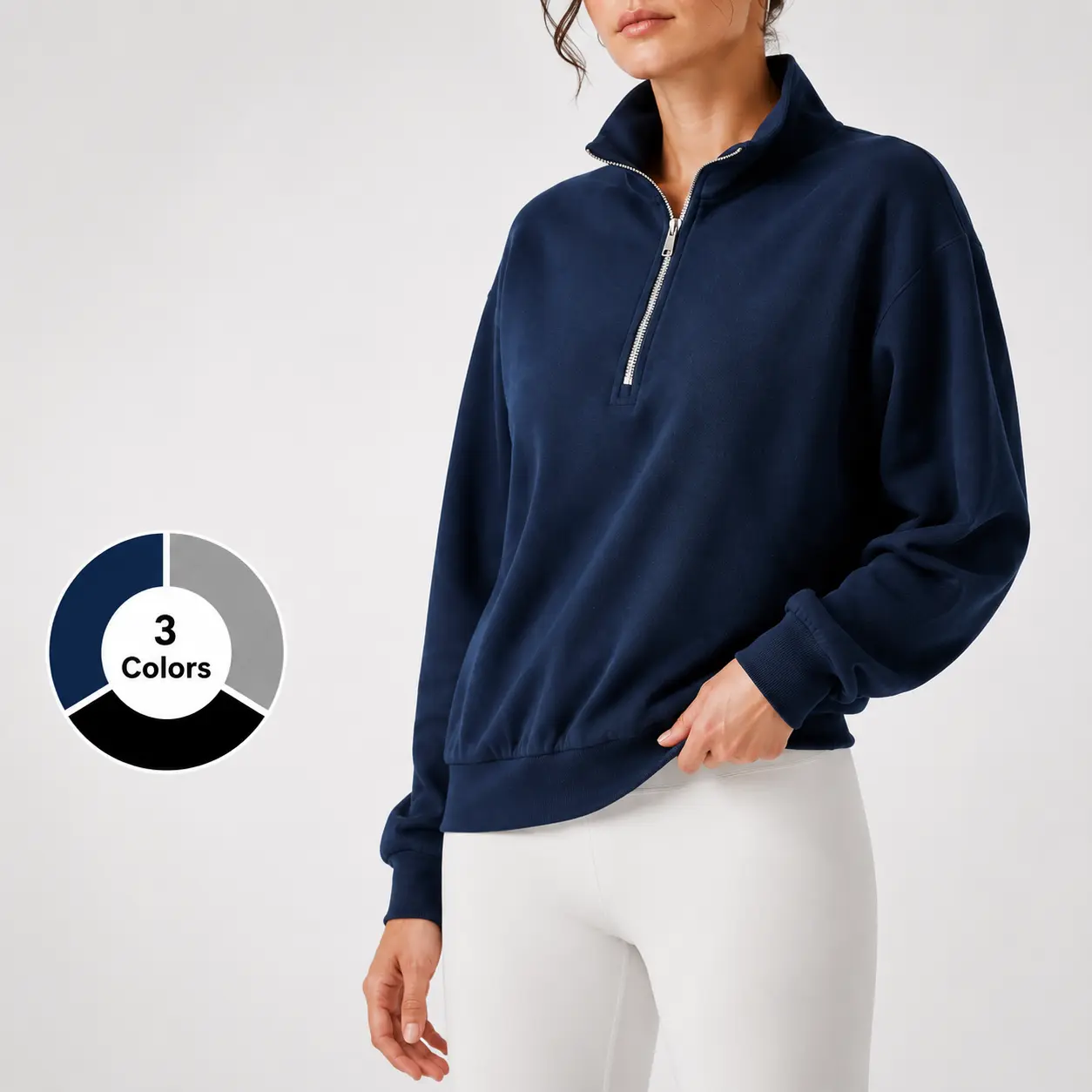 Women’s Quarter Zip Pullover Sweatshirt, Long Sleeve Stand Collar Half Zip Athletic Tops, Oversized Casual Workout Hoodie for Yoga, and Everyday Wear Quarter Zip Up Athletic Apparel Tops