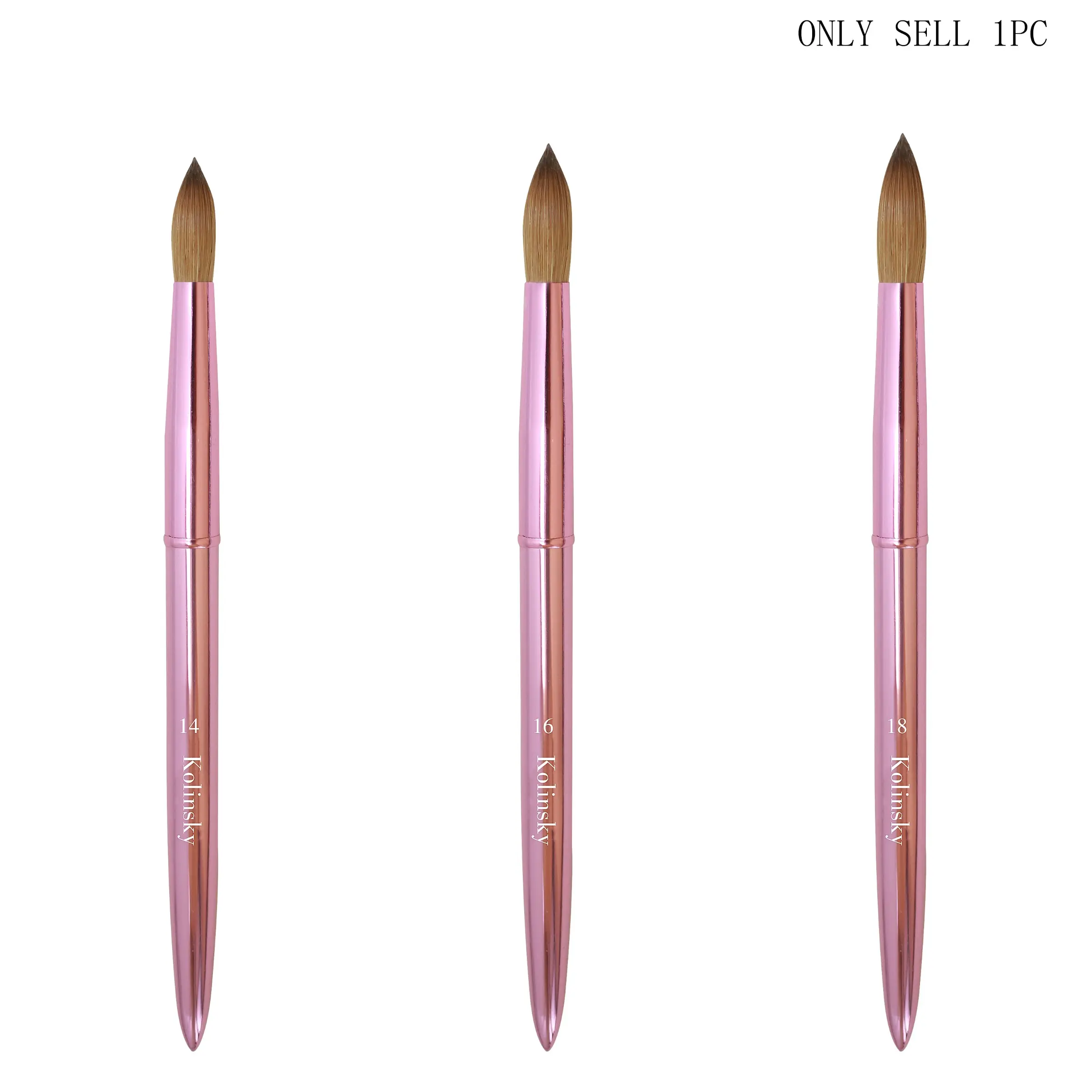 Premium Kolinsky Acrylic Brush with Metal Handle, 100% Kolinsky Sable Hair, Ideal for Manicure Nail Art, Crystal UV Gel Painting, Art Supplies, Nail Art Brushes