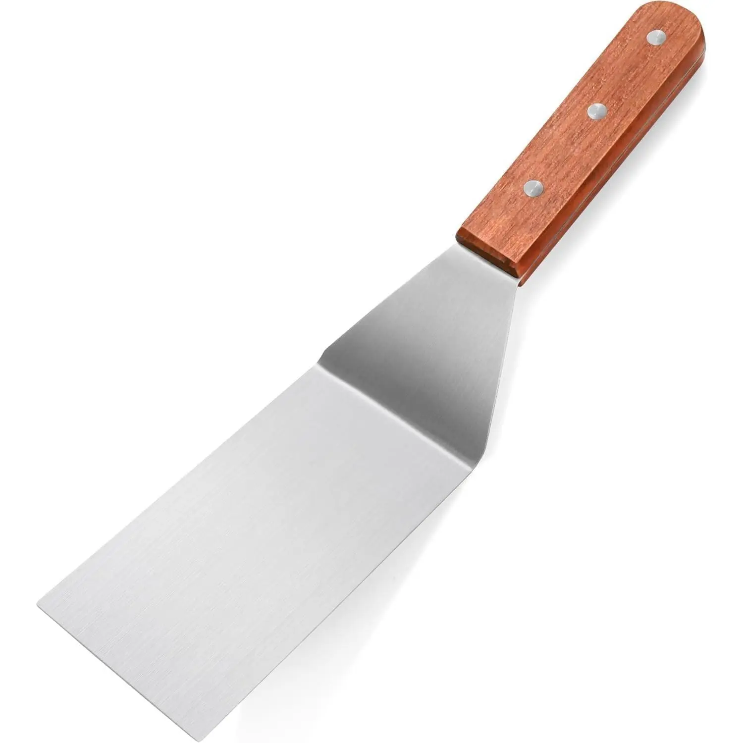 New Star Foodservice 12.5 Inch Grill Turner, Commercial Restaurant Grade Stainless Steel Spatula with Wood Handle for Griddle, Flat Top, and Grill