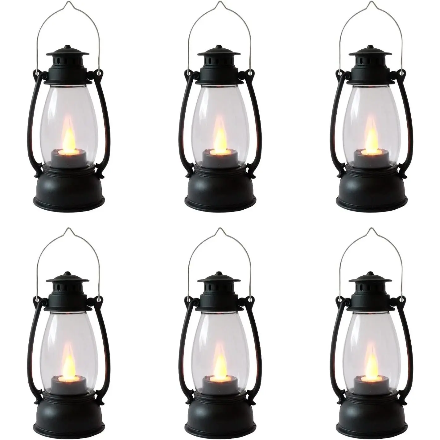 5.1 inch Mini Lanterns 6-Pcs LED Candle Small Lanterns Decorative Indoor Outdoor Hanging Light Ornaments Home Decor for Weddings Camping Party Halloween Christmas