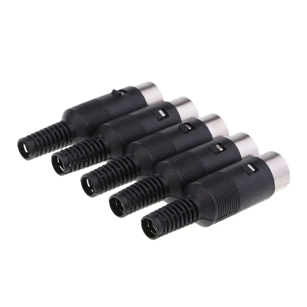 5-Pack Audio Adapter Connectors, Din Interface 5-Pin Plug, 5-Core Solder Header, Ideal for Audio Equipment, Durable and Reliable Connection