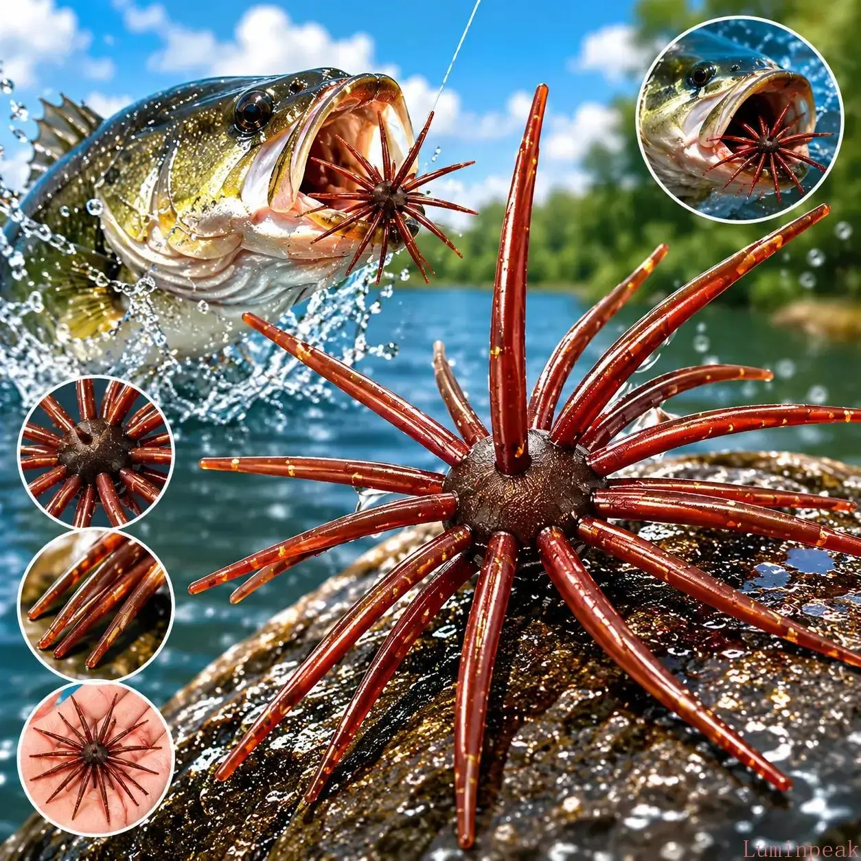 Sea Urchin Fishing Lures, 2-Pack Soft TPE Biomimetic Floating Swimbaits, Realistic Topwater Action, Durable Artificial Baits for Freshwater Bass & Trout, Fishing Lure, Biomimetic Shape And Texture, Durable Fishing Gear, Freshwater Fishing