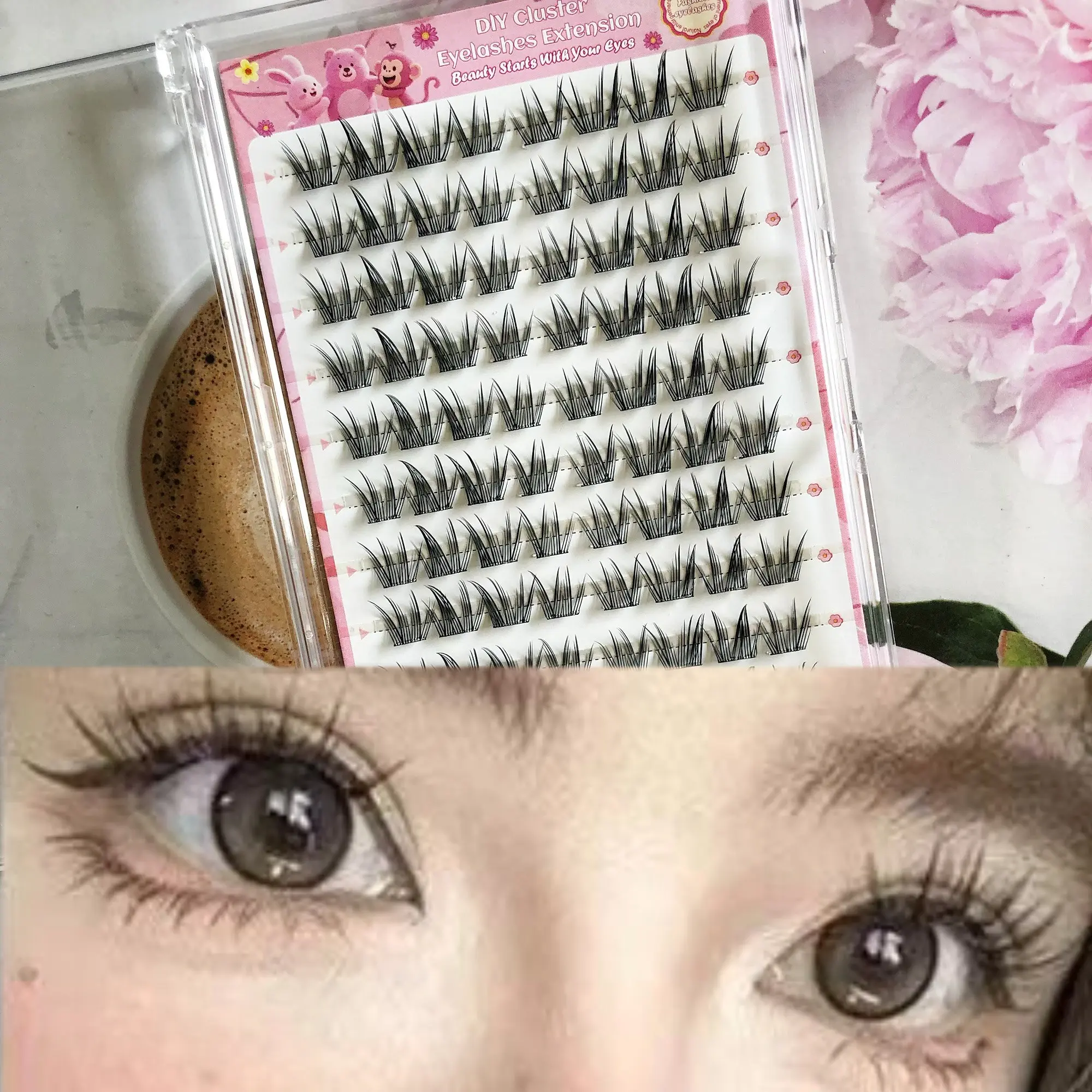 Directly Applied False Eyelashes, 80pcs Asian Style False Eyelashes, High Value, Self-Adhesive False Eyelashes, Dense C Curl, 10-12mm Length Lash Extensions