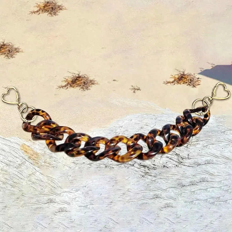 Amber Leopard Print Bag Chain Accessory, Stylish Wallet Strap Charm, Fashionable Handbag Decoration, Perfect for Bags & Purses, Purse Accessories, Bag Chains for Handbags, Elegant Chain Strap With Chain