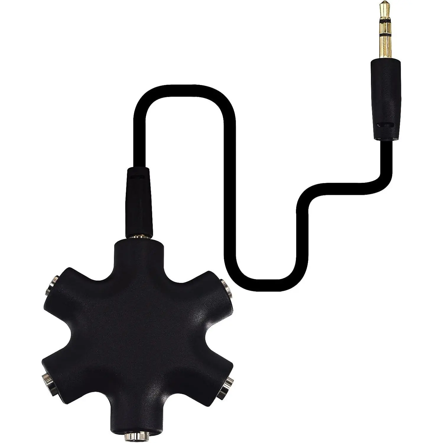 Headphone Splitter - 5-Jack 3.5mm Audio Stereo Adapter for Headsets, Earbuds, Earphones - 1 Male to 4 Female With Stereo