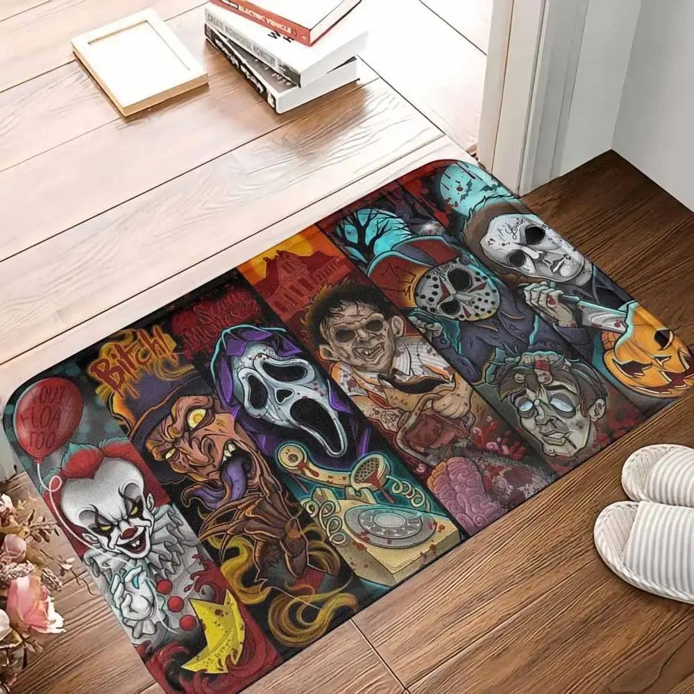 Halloween Spooky Gothic Graphic Floor Rug, Non-Slip Absorbent Washable Mat for Entryway & Bathroom, Halloween Party Home Decor Holiday Gift