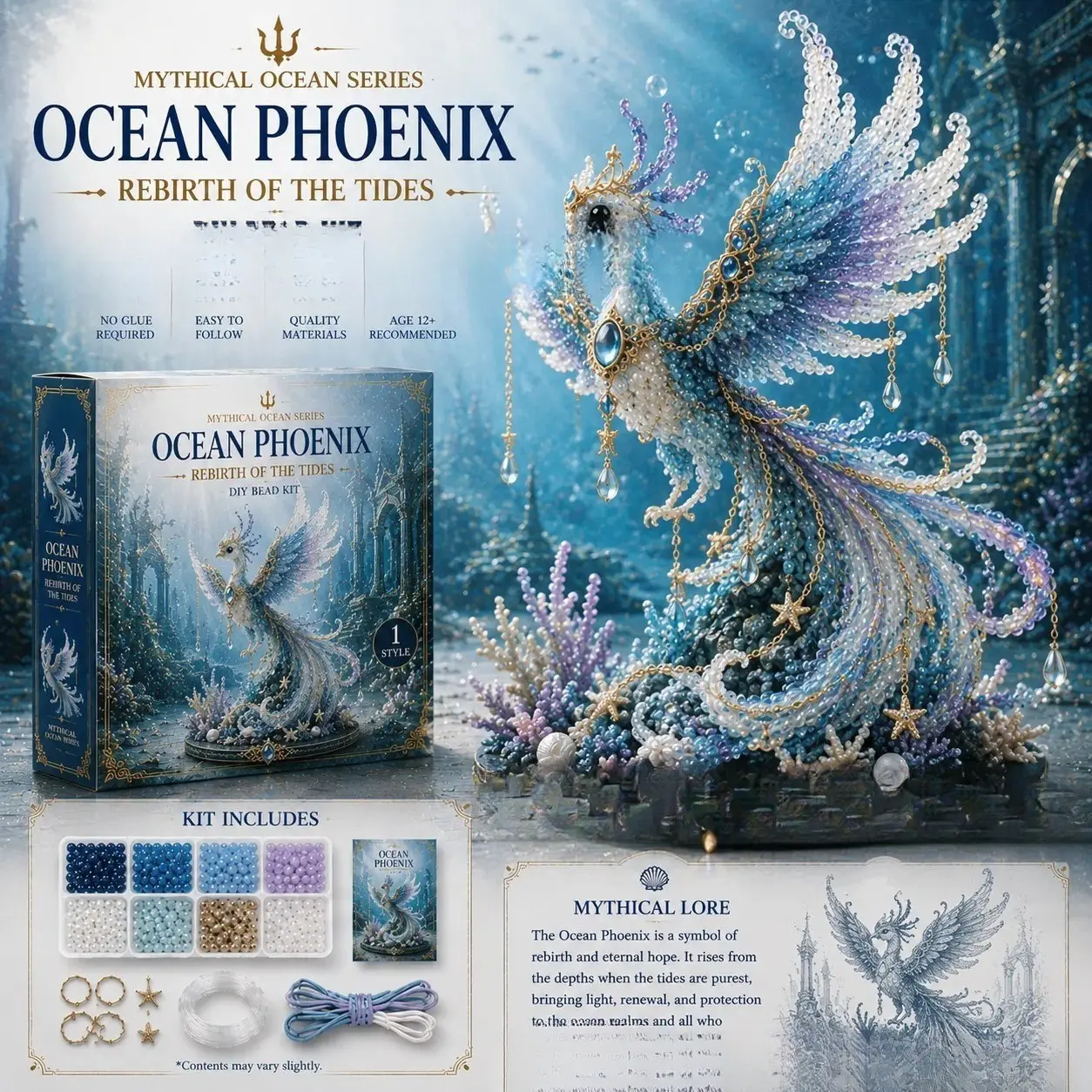 Fantasy Ocean DIY 3D Bead Making Kit, Stress Relief Tool, Perfect Gift for Craft Enthusiasts, Creative Handmade Project Supplies, Diy Beading Accessories, Handmade Crafts