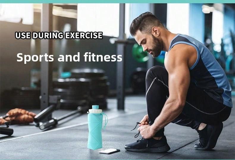 1Pc 600mlLarge Collapsible Silicone Cup-Portable Travel Water Bottle for Outdoor, Food-Grade with Fresh Colors, Foldable Design