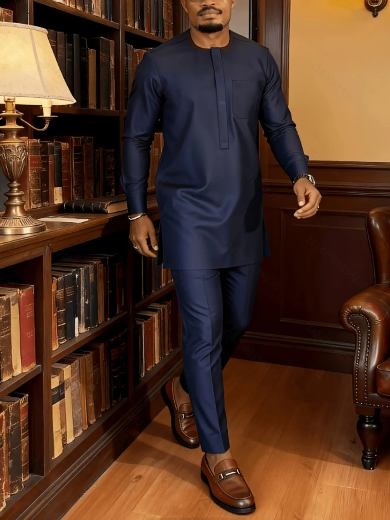 Muslim Men's New Arrival African Ethnic Clothing Set, T-Shirt and Long Pants 2-Piece Set, Trendy Male