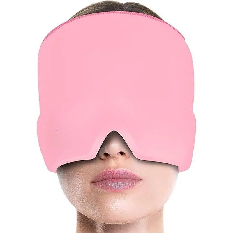 Headache Relief Cap, Migraine Ice Pack Mask Products, Women Cooling Gel Hat, Face Cold Compress Head Wrap,One Size Fits All Headache Cap with Reusable Ice Gel Pack for Puffy Eyes, Stress Relief*2025MS