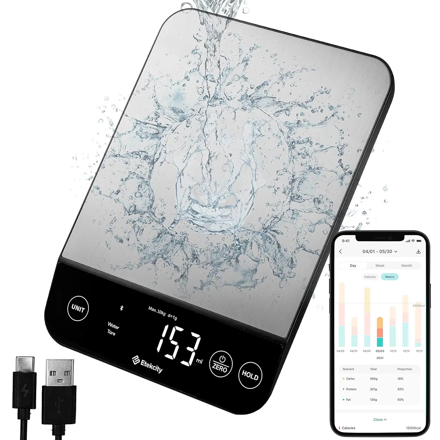 22lb Food Nutrition, Calorie Calculator, Waterproof
