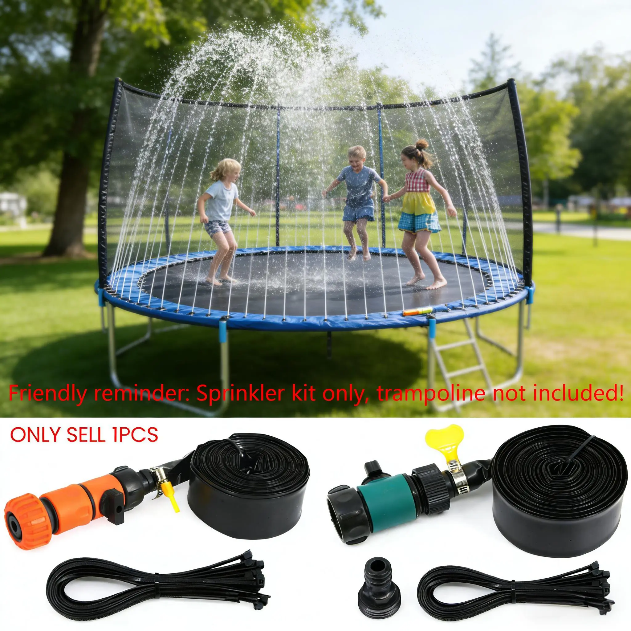 Outdoor Trampoline Sprinkler, Patio Cooling Mist Spray, Backyard Water Sprayer, Ideal for Greenhouse Watering, Suitable for Gardens, Farms & Parks