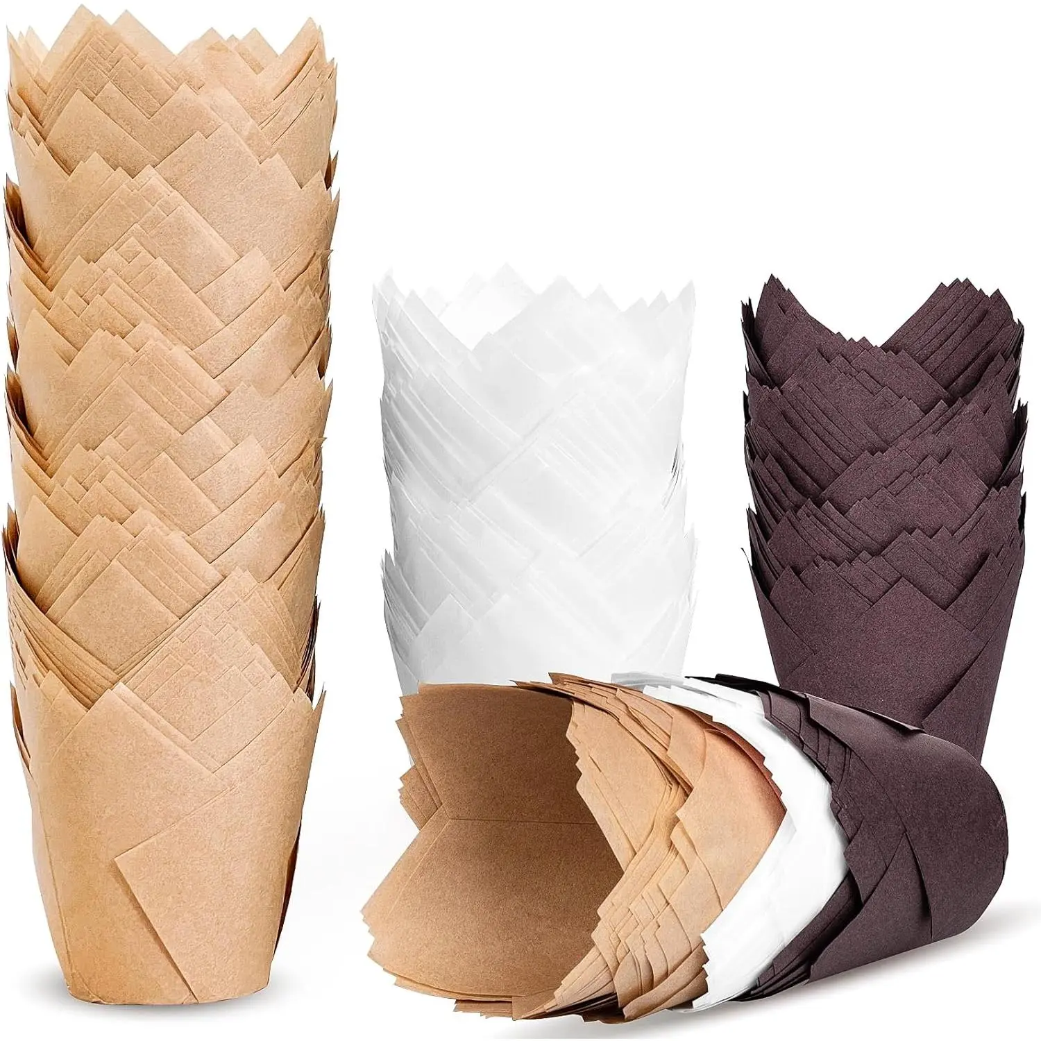 200pcs Tulip Cupcake Liners, Premium Muffin Liners Holders for Baking Cups, Greaseproof Cupcake Wrappers in Standard Size, Classic Parchment Paper Cupcakes Liner for Party, Christmas