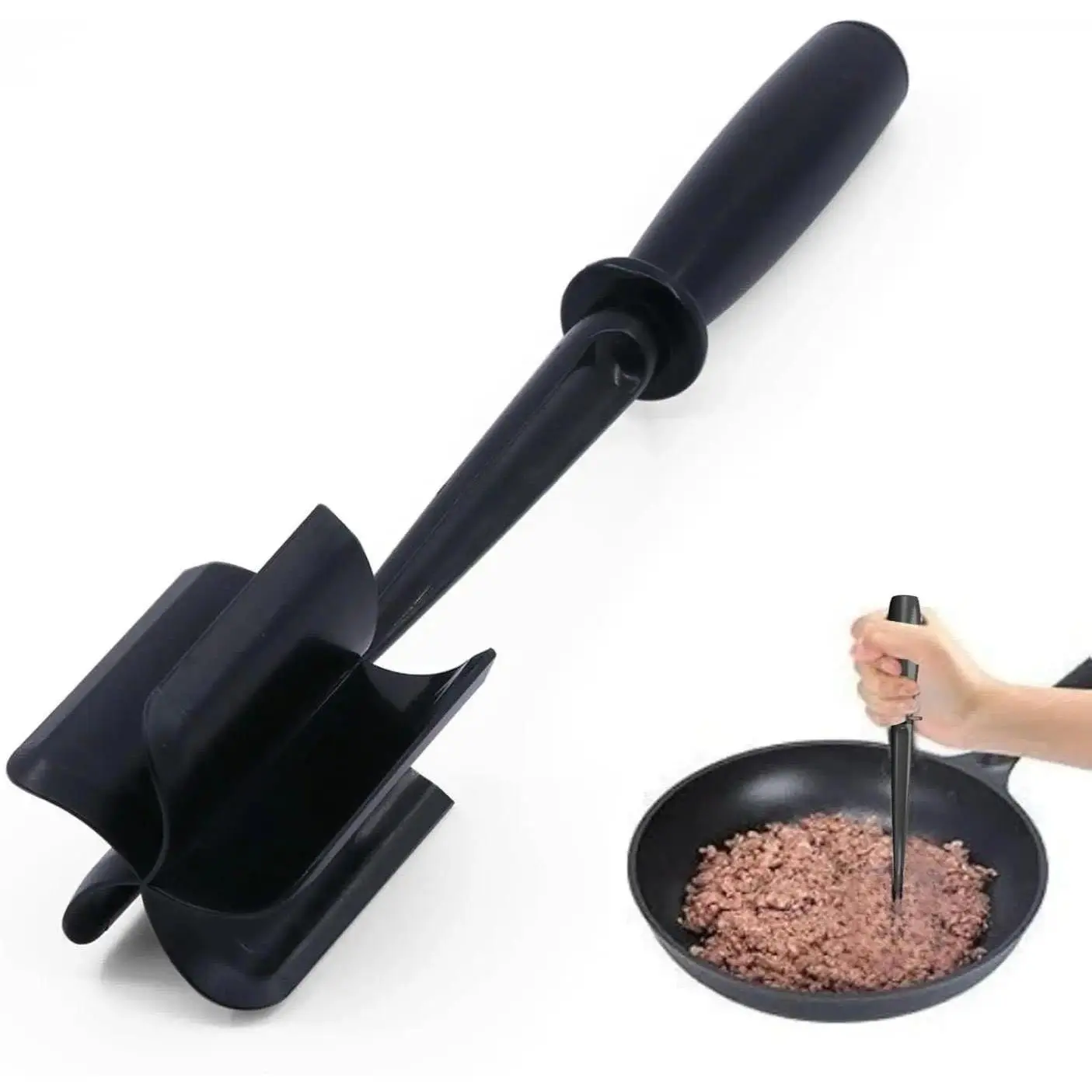 2Pcs Meat Chopper Keychain Accessory - 5 Curve Blades, Ergonomic Handle, Heat-Resistant Non-Stick Durable Kitchen Utensil Component, Dishwasher-Safe, Easy Operation for Efficient Chopping & Hamburger Making, Kitchen Cooking Accessories