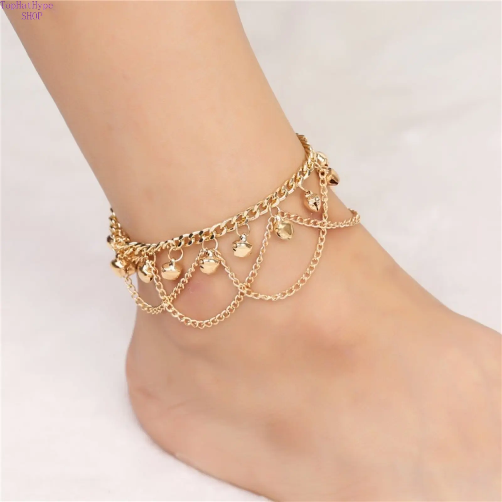 Women Boho Colorful Tassel Bell Ankle Bracelet, Unique Bohemian Beach Foot Jewelry, Trendy Summer Vacation Anklet Accessories